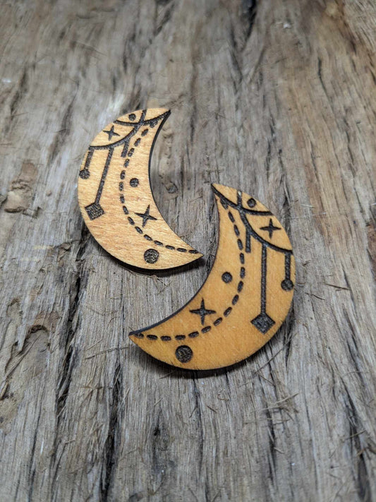 Wooden moon twin set pin