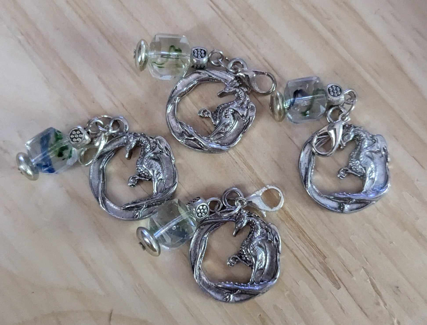 Dragon Stitch Markers with Recycled Beads