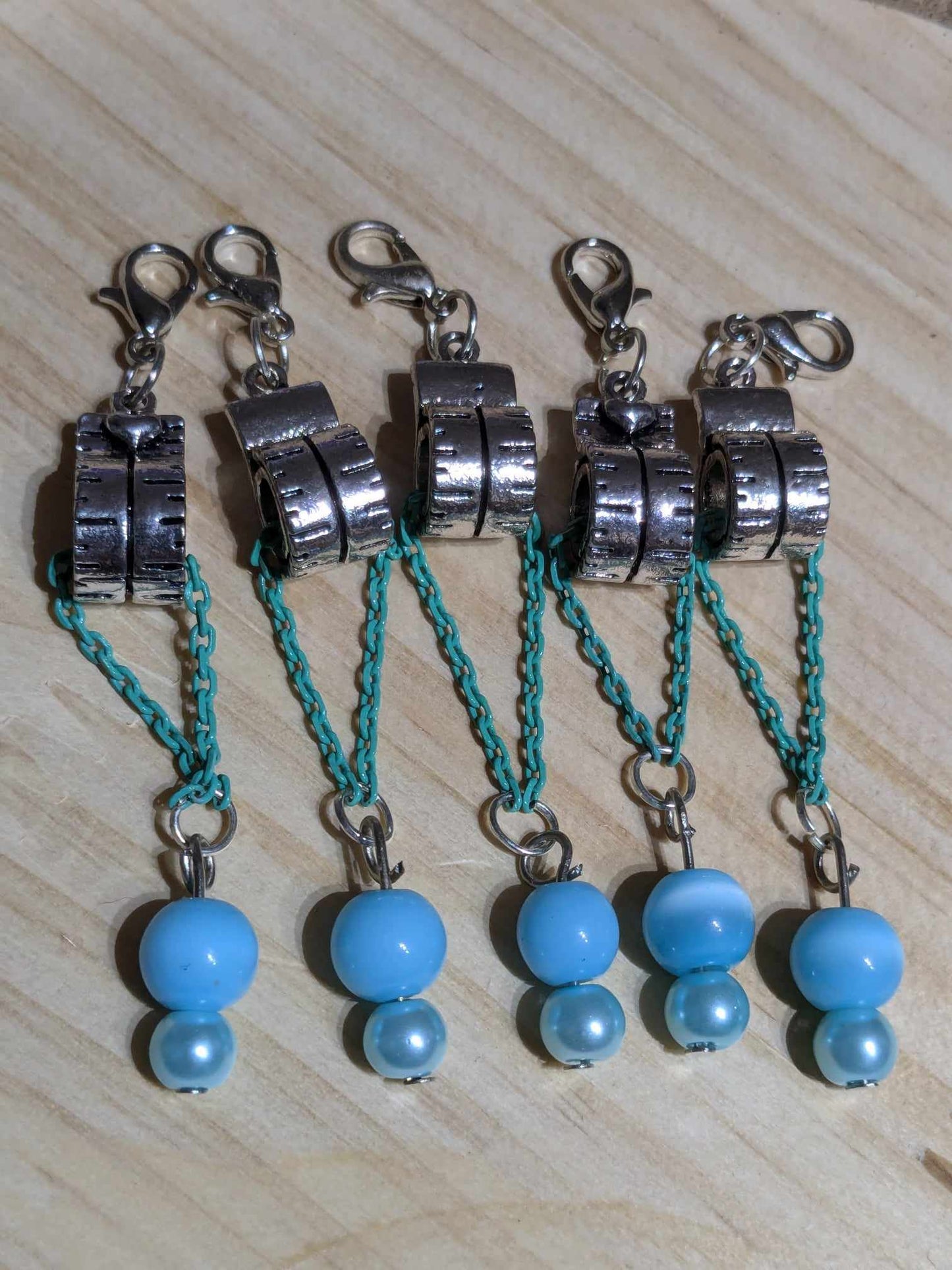 Upcycled Tape Measure & Blue Chain Stitch Markers