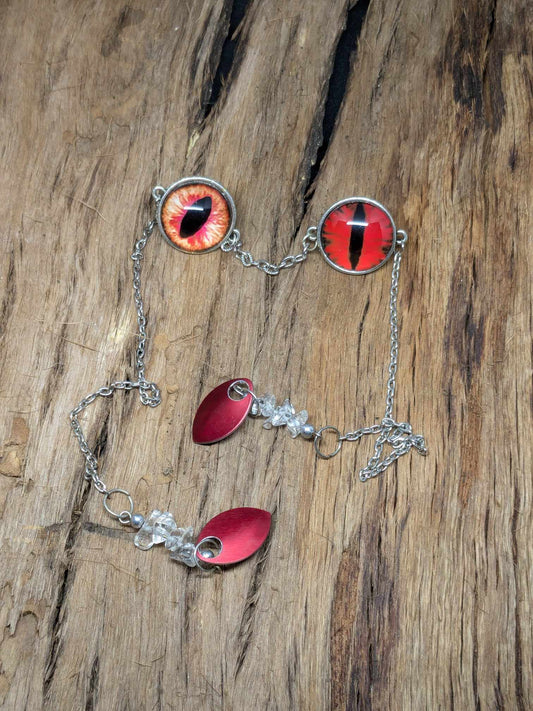 dragon eye pin decorative collar pin with chain split eye