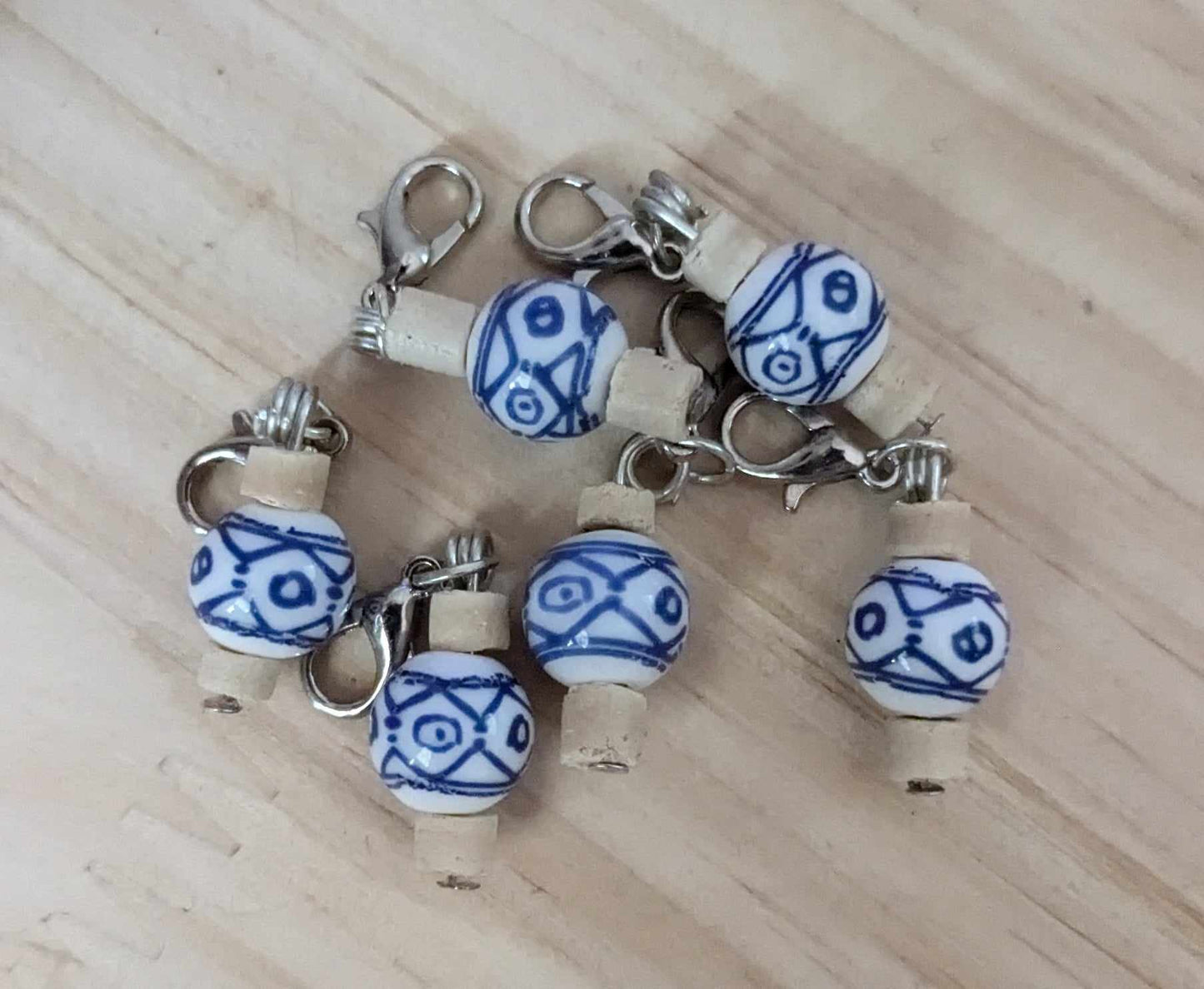 Upcycled Porcelain & Wood Stitch Markers Karmacranesartist