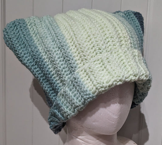 Cat ear beanie blue colours crochet-handmade