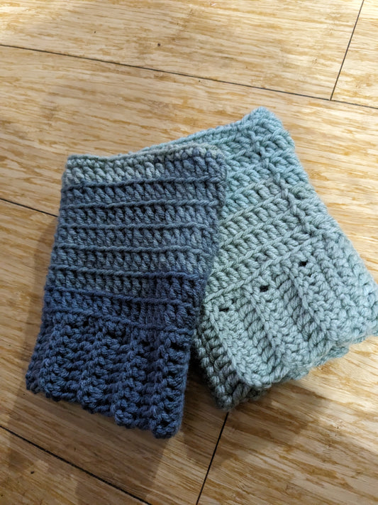 Blue fingerless gloves crochet-handmade