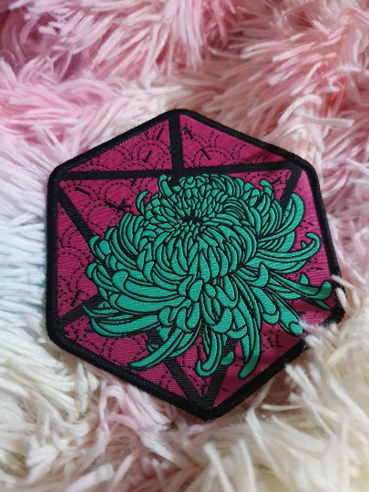 D20 patches dice flower