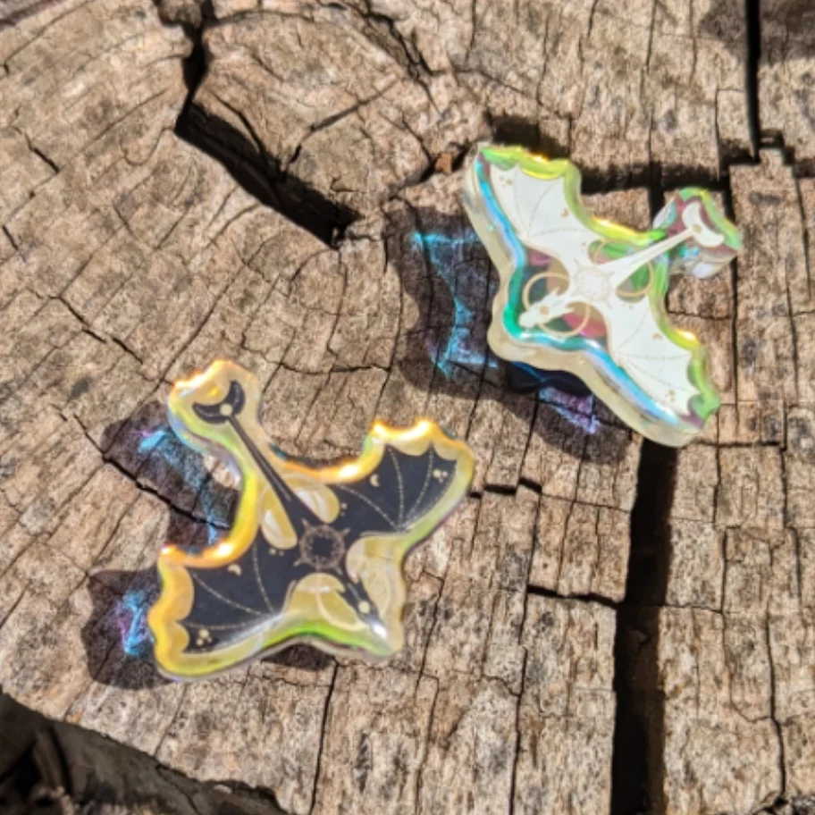 celestial dragon holo acylic pin set