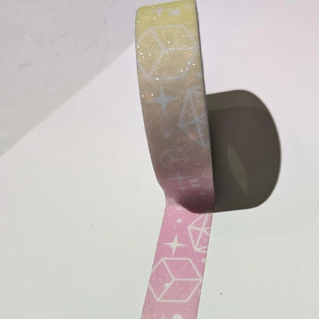 Glitter Washi Tape - 2cm x 10m - Pastel Rainbow Dice / Night Sky