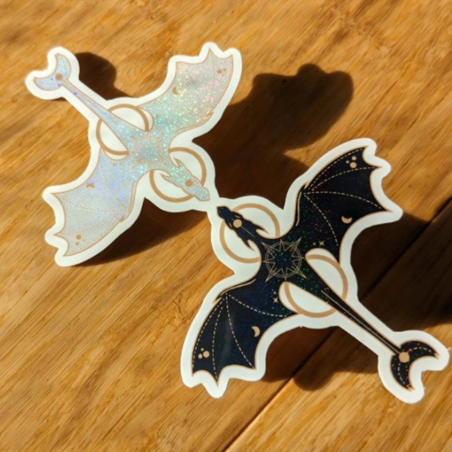 celestial dragon glitter vinyl sticker