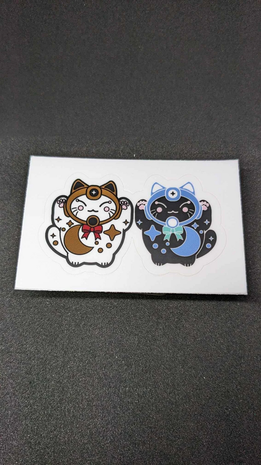 Space Maneki Kiss Cut Sticker: Cosmic Luck in Every Detail