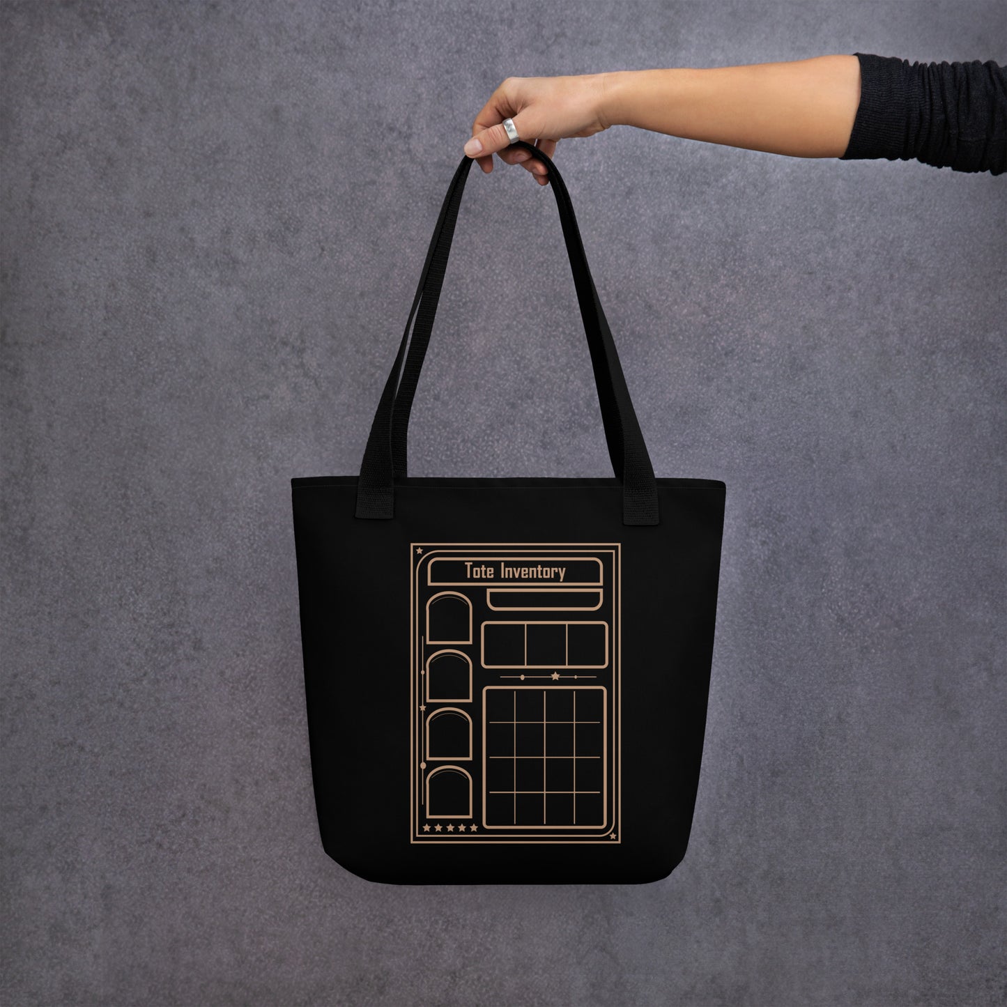 Classic Gold & Black D&D Character Sheet Tote Bag