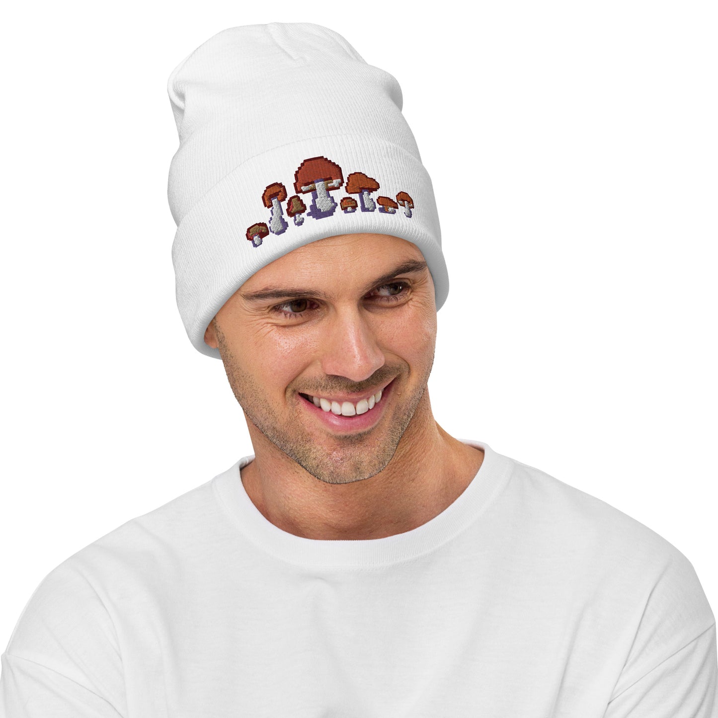 Pixel Fungi Sprites, Embroidered Beanie