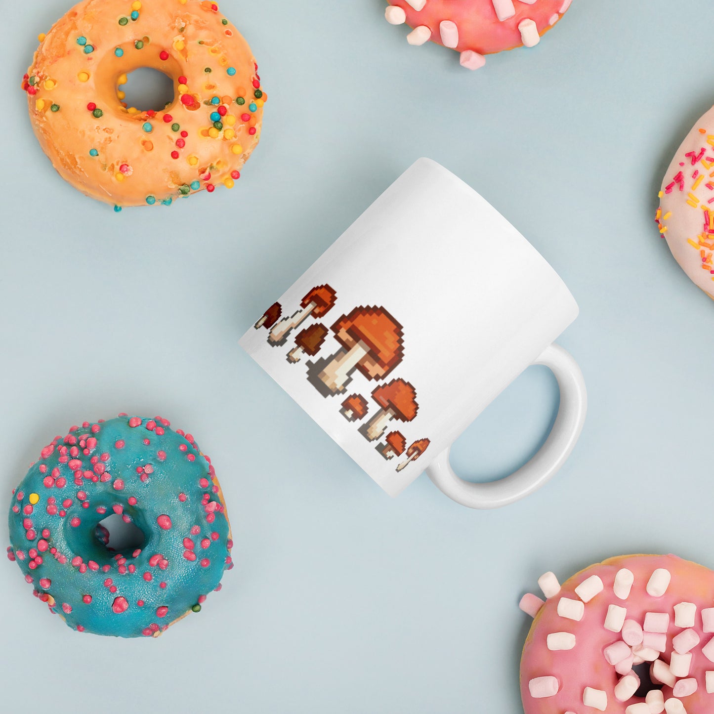 Pixel Fungi Sprites White glossy mug