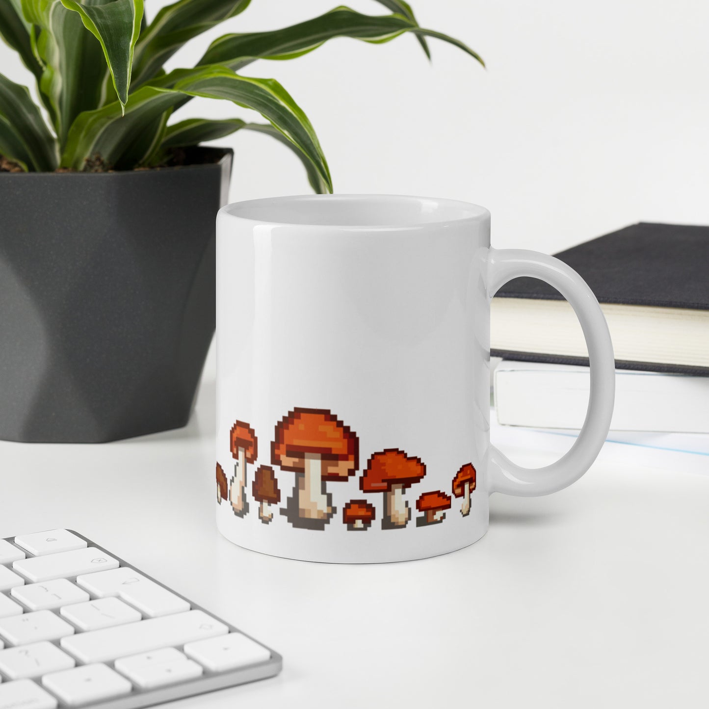 Pixel Fungi Sprites White glossy mug