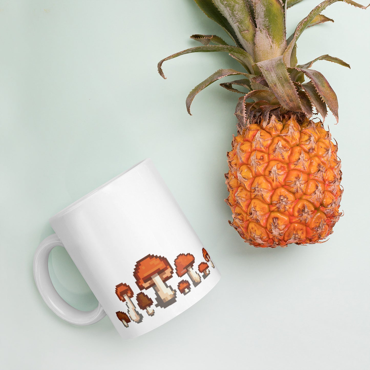 Pixel Fungi Sprites White glossy mug