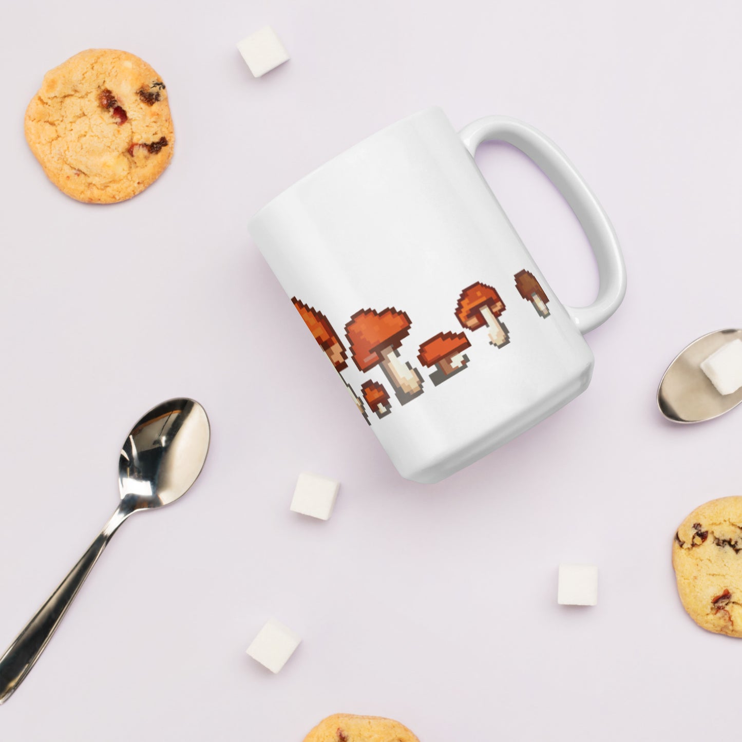 Pixel Fungi Sprites White glossy mug