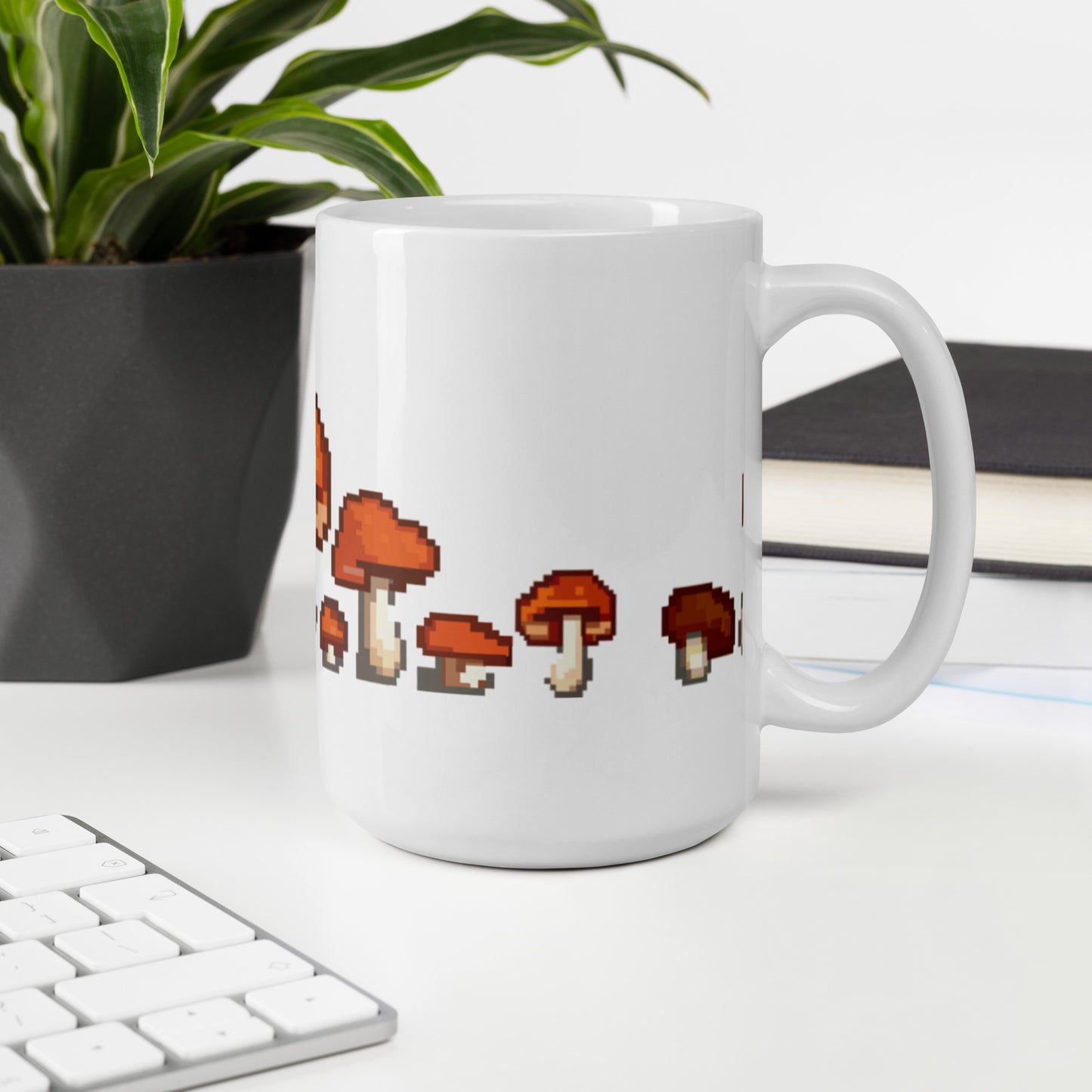 Pixel Fungi Sprites White glossy mug