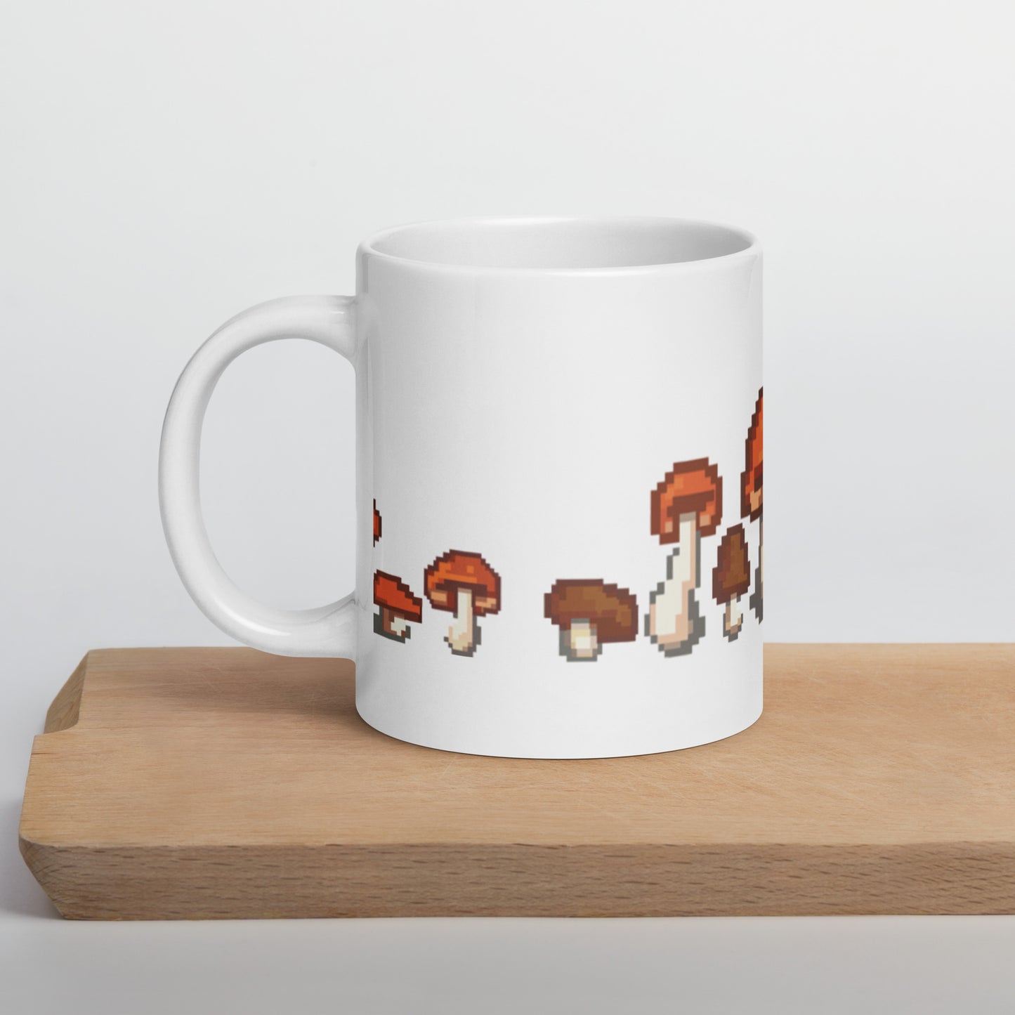 Pixel Fungi Sprites White glossy mug