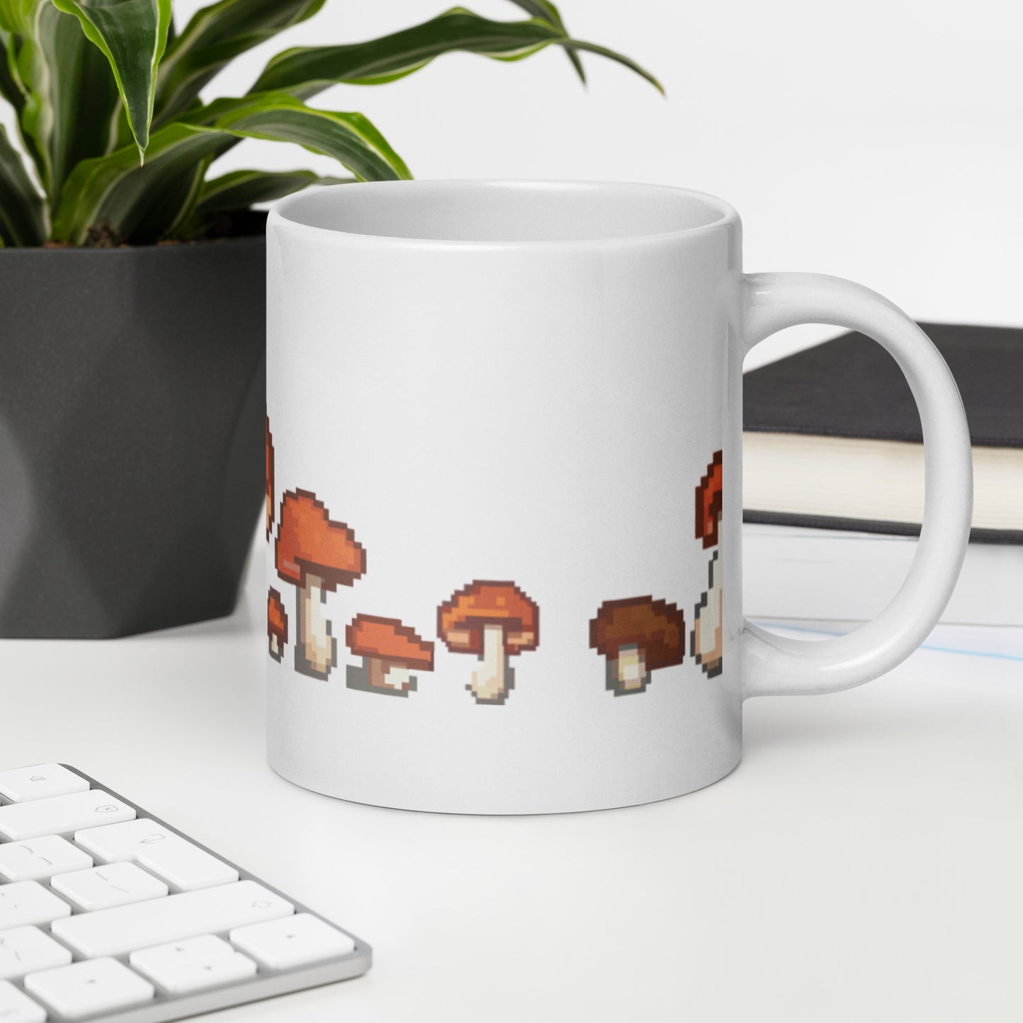 Pixel Fungi Sprites White glossy mug